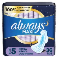 Always Ultra Thin Extra Heavy Overnight Flexi-Wings Pads Mega Pack, Size 5, 36 count