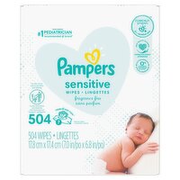 Pampers Baby Wipes Sensitive Perfume Free 7X Pop-Top Packs 504 Count