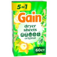 Gain dryer sheets Plus Wrinkle Release, Original Scent, 60 Count