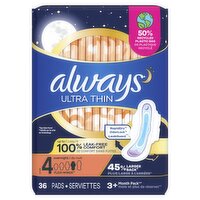 Always Ultra Thin Overnight Flexi-Wings Pads, Size 4, 36 Count, 36 Each