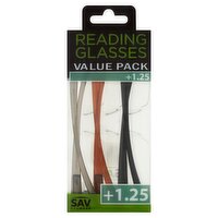 SAV Eyewear +1.25 Reading Glasses Value Pack, 3 count