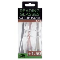 SAV Eyewear +1.50 Reading Glasses Value Pack, 3 count