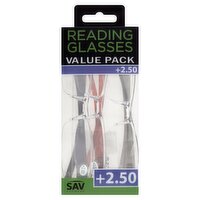 SAV Eyewear +2.50 Reading Glasses Value Pack, 3 count, 3 Each