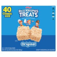 Kellogg's Rice Krispies Treats Original Crispy Marshmallow Squares, 0.78 oz, 40 count, 31.2 Ounce