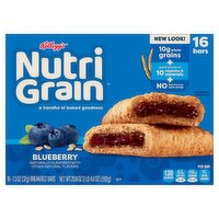 Kellogg's Nutri-Grain Blueberry Soft Baked Breakfast Bars Value Pack, 1.3 oz, 16 count