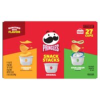 Pringles Snack Stacks Cheddar Cheese, Original, Sour Cream & Onion Potato Crisps, 27 count, 19.3 oz, 19.3 Ounce