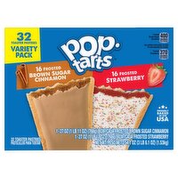 Pop-Tarts Frosted Brown Sugar Cinnamon, Strawberry Toaster Pastries Variety Pack, 32 count, 54.1 oz, 54.1 Ounce