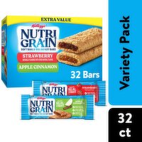 Kellogg's Nutri-Grain Soft Baked Breakfast Bars Variety Pack, 1.3 oz, 32 count