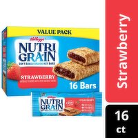 Kellogg's Nutri-Grain Strawberry Soft Baked Breakfast Bars Value Pack, 1.3 oz, 16 count