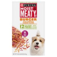 Purina Moist & Meaty Burger with Cheddar Cheese Flavor Dog Food, 12 count, 72 oz