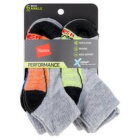 Hanes X-Temp Performance Boys' Ankle Socks, Medium, Shoe Size 9-2.5, 6 pairs