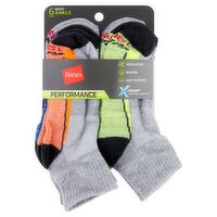 Hanes X-Temp Performance Boy's Ankle Socks, Large, Shoe Size 3-9, 6 pairs