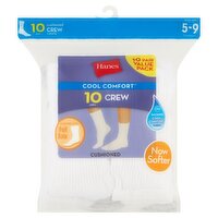 Hanes Cool Comfort Cushioned Crew Socks Value Pack, 5-9, 10 pair