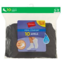 Hanes Cool Comfort Cushioned Ankle Socks Value Pack, 5-9, 10 pair