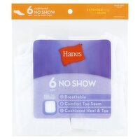 Hanes No Show Cushioned Socks, Shoe Size 8-12, 6 pair