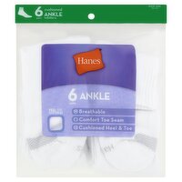 Hanes Cushioned Ankle Socks, Shoe Size 5-9, 6 pairs