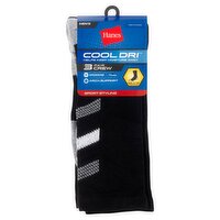 Hanes Cool Dri Men's Crew Sport Styling Socks, Shoe Size 6-12, 3 pair