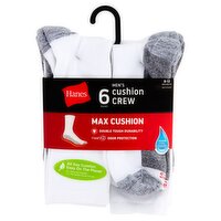 Hanes Men's Max Cushion Crew Socks, Size 6-12, 6 pair