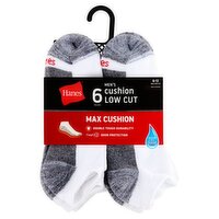 Hanes Men's Max Cushion Low Cut Socks, Size 6-12, 6 pair