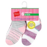 Hanes Toddler Girls' Ankle Socks, 6 count