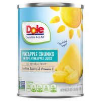 Dole Pineapple Chunks in 100% Pineapple Juice, 20 oz