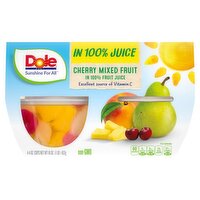 Dole Cherry Mixed Fruit in 100% Fruit Juice, 4 oz, 4 count