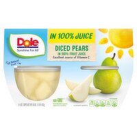 Dole Diced Pears in 100% Fruit Juice, 4 oz, 4 count, 16 Ounce