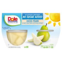 Dole Diced Pears in Water Sweetened with Stevia Extract, 4 oz, 4 count, 16 Ounce