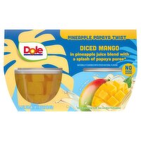 Dole Pineapple Papaya Twist Diced Mango, 4 oz, 4 count