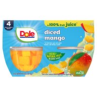 Dole Diced Mango in 100% Fruit Juice, 4 oz, 4 count, 16 Ounce