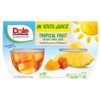 Dole Tropical Fruit in 100% Fruit Juice, 4 oz, 4 count, 16 Ounce