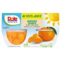 Dole Dole Mandarin Oranges in 100% Fruit Juice, 4 oz, 4 count, 16 Ounce 