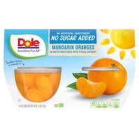 Dole No Sugar Added Mandarin Oranges in Water Sweetened with Stevia Extract, 4 oz, 4 count, 16 Ounce