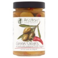 Ariston Green Olives Stuffed with Natural Red Pepper, 13.40 oz