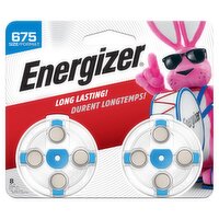 Energizer Hearing Aid Batteries Size 675, Blue Tab, 8 Pack