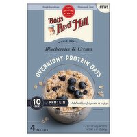 Bob's Red Mill Blueberries & Cream Whole Grain Overnight Protein Oats, 2.12 oz, 4 count