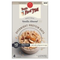 Bob's Red Mill Vanilla Almond Whole Grain Overnight Protein Oats, 2.12 oz, 4 count