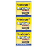 Fleischmann's RapidRise Fast-Acting Instant Yeast, 1/4 oz, 3 count, 0.75 Ounce