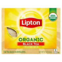 Lipton Organic Black Tea Bags in Envelopes, 72 count, 5.7 oz