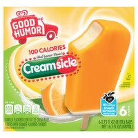 Good Humor Creamsicle Vanilla Flavored Low Fat Ice Cream Bars, 2.75 fl oz, 6 count