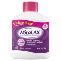 MiraLAX Unflavored Powder Laxative Value Size, 45 count, 26.9 oz