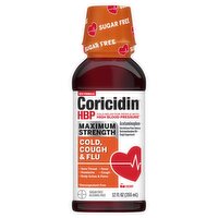 Coricidin HBP Maximum Strength Cherry Cold, Cough & Flu Liquid, 12 fl oz, 12 Fluid ounce