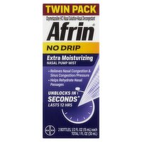 Afrin No Drip Extra Moisturizing Nasal Pump Mist Twin Pack, 1/2 fl oz, 2 count