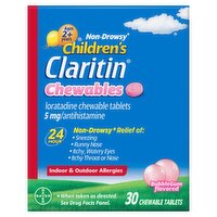 Claritin Children's Bubble Gum Flavored Chewable Tablets, 5 mg, Ages 2+ Years, 30 count