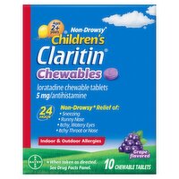 Claritin Children's Grape Flavored Chewable Tablets, 5 mg, Ages 2+ Years, 10 count