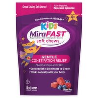 MiraFast Kids Mixed Berry Flavored Gentle Constipation Relief Soft Chews, for ages 4+, 15 count