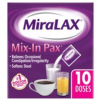 MiraLAX Mix-In Pax Unflavored Powder Laxative, 10 count, 0.5 oz