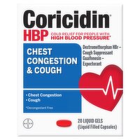 Coricidin HBP Chest Congestion & Cough Liquid Gels, 20 count