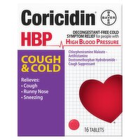 Coricidin HBP Cough & Cold Tablets, 16 count, 16 Each