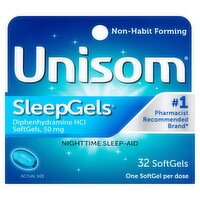 Unisom SleepGels Nighttime Sleep-Aid SoftGels, 32 count, 32 Each